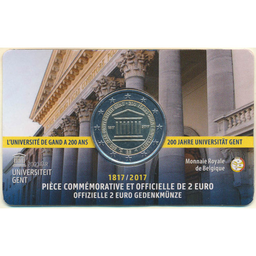 Belgium, 2 Euro 2017, 200th Anniversary University Gent (coincard)