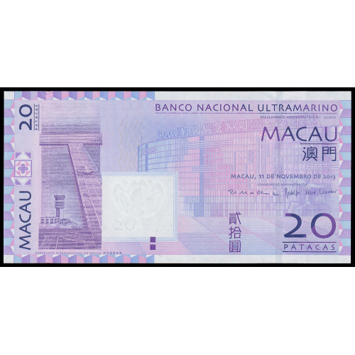 Macau - Banco Nacional Ultramarino, 20 Patacas 2013