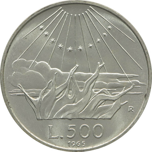 Italy, 500 Lire 1965, Dante Aligheri