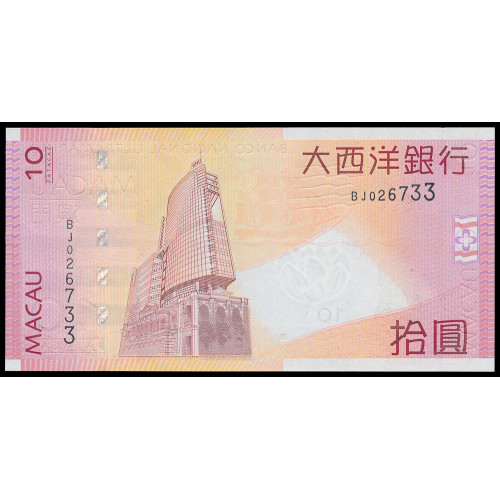 Macau - Banco Nacional Ultramarino, 10 Patacas 2013