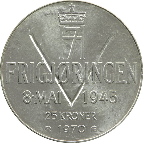 Norway, 25 Kroner 1970, 25th Anniversary of Liberation