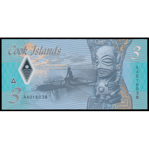 Cook Islands, 3 Dollars 2021 (Polymer)