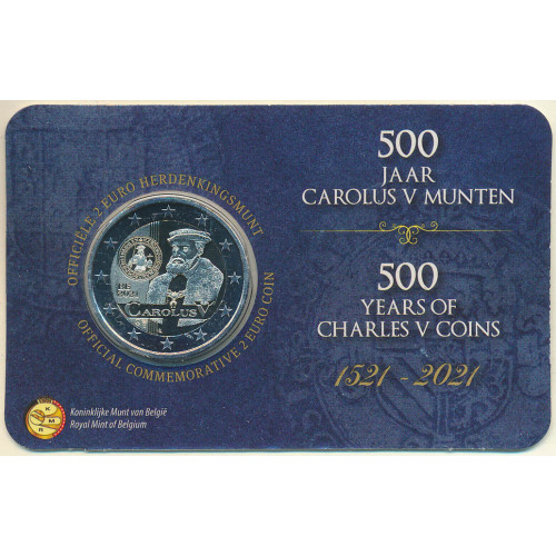 Belgium, 2 Euro 2021, 500 Years of Charles V coins (coincard)