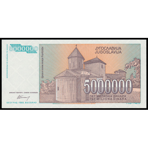 Yugoslavia, 5 000 000 Dinara 1993