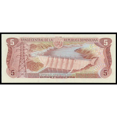 Dominican Republic, 5 Pesos Oro 1988