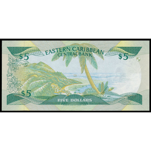 East Caribbean States, 5 Dollars 1986-88, B 876759 A