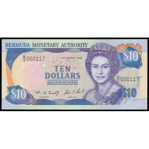 Bermuda, 10 Dollars 1996, B/2 000117 (low number)