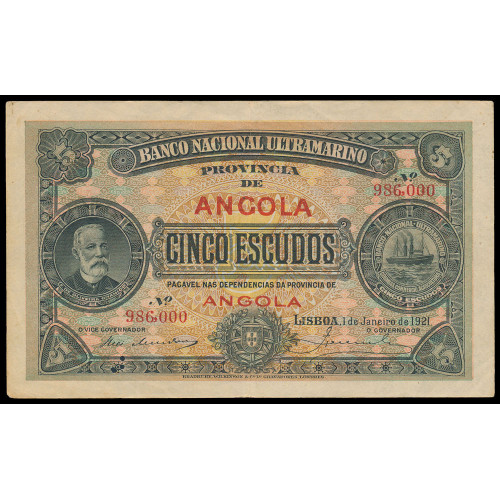 Angola, 5 Escudos 1921, 986000