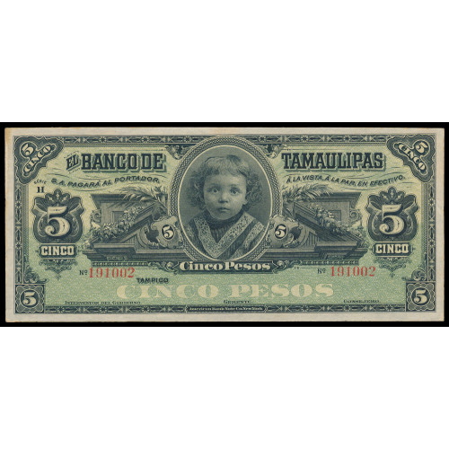 Mexico - El Banco de Tamaulipas, 5 Pesos 1902-14, 191002