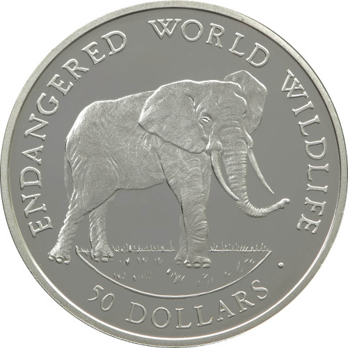 Cook Islands, 50 Dollars 1990, African elephant