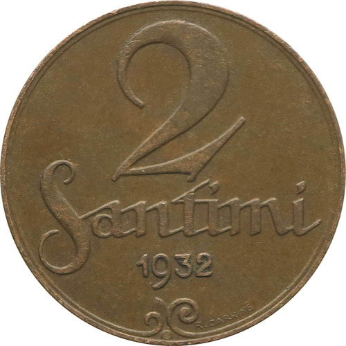 Latvia, 2 santīmi 1932