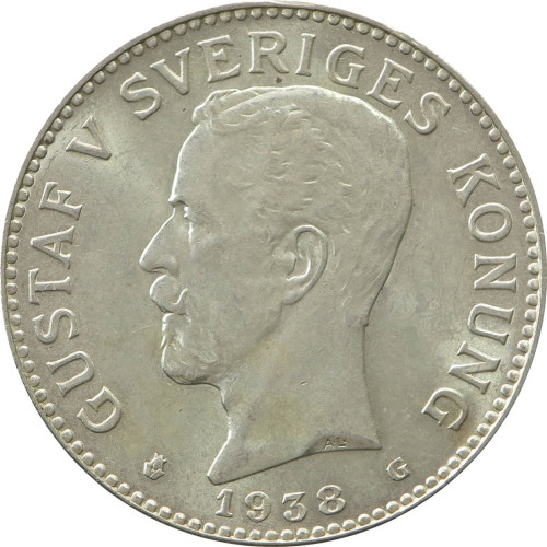 Sweden, 2 Kronor 1938 G