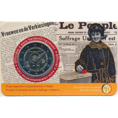 Belgium, 2 Euro 2023, 75 Years of Women's Universal Suffrage in Belgium (coincard)