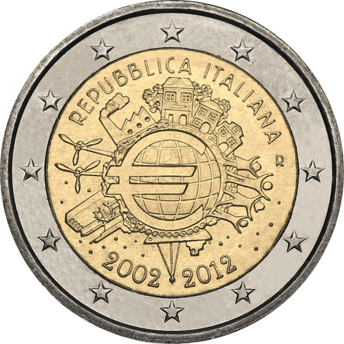 Italy, 2 Euro 2012, Ten Years of Euro