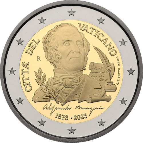 Vatican, 2 Euro 2023, 150th Anniversary of Death of Alessandro Manzoni