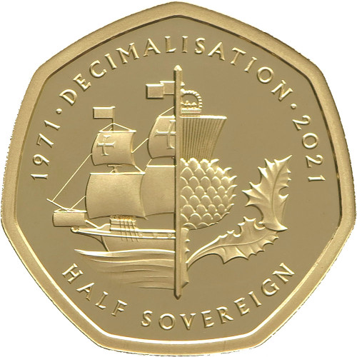 Alderney, 1/2 Sovereign 2021, 50th Anniversary of Decimalisation