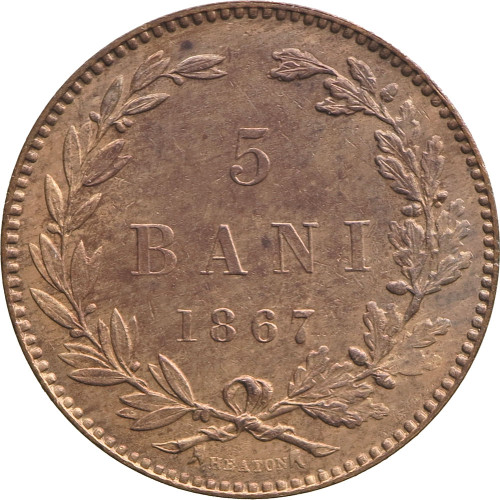 Romania, 5 Bani 1867 HEATON