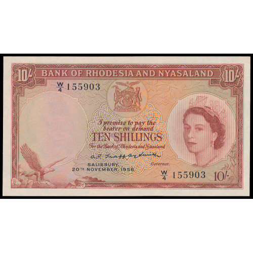 Rhodesia & Nyasaland, 10 Shillings 20.11.1956, W/4 155903