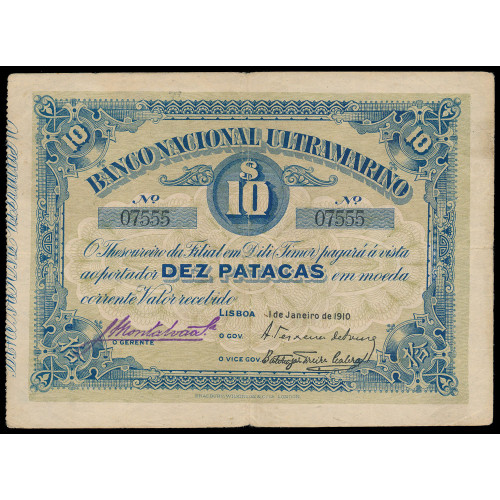 Timor, 10 Patacas 1910, 07555