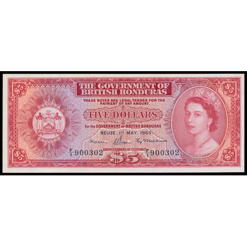 British Honduras, 5 Dollars 1965, F/1 900302