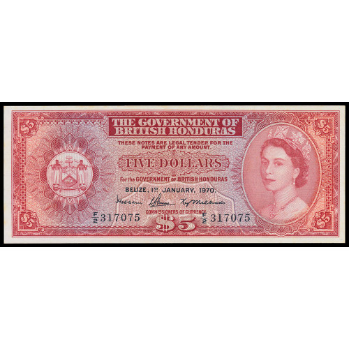 British Honduras, 5 Dollars 1970, F/2 317075