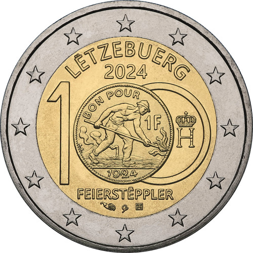 Luxembourg, 2 Euro 2024, 100th Anniversary of the Introduction of the Franc Coins