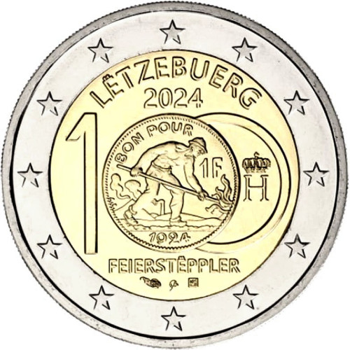 Luxembourg, 2 Euro 2024, 100th Anniversary of the Introduction of the Franc Coins