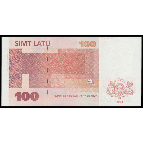 Latvia, 100 Latu 1992, A 6310150 A