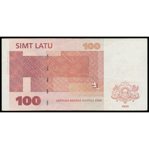 Latvia, 100 Latu 1992, A 5528108 A