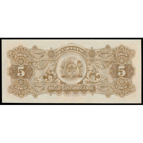 Costa Rica - El Banco Anglo Costaricanese, 5 Colones 1917