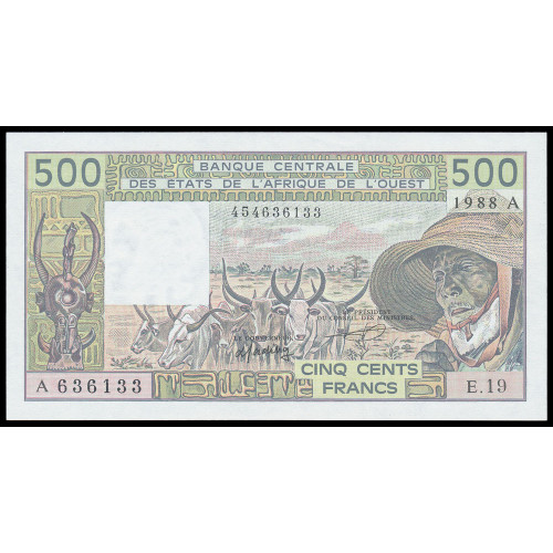 West African States (Ivory Coast), 500 Francs 1988