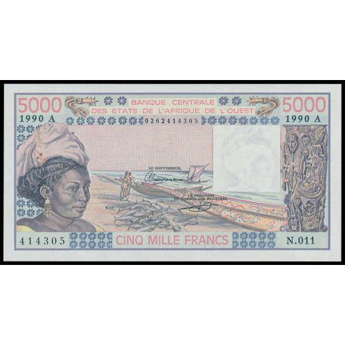 West African States (Ivory Coast), 5000 Francs 1990, 0262414305