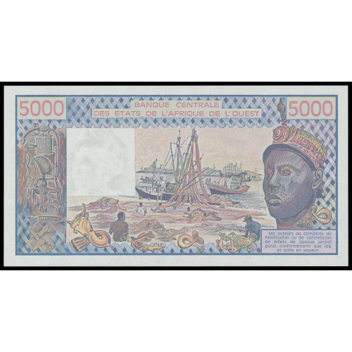 West African States (Ivory Coast), 5000 Francs 1990, 0262414305