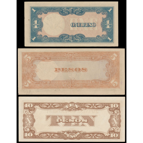 Philippines, 0,01 - 1000 Pesos 1942-45, 10 notes set