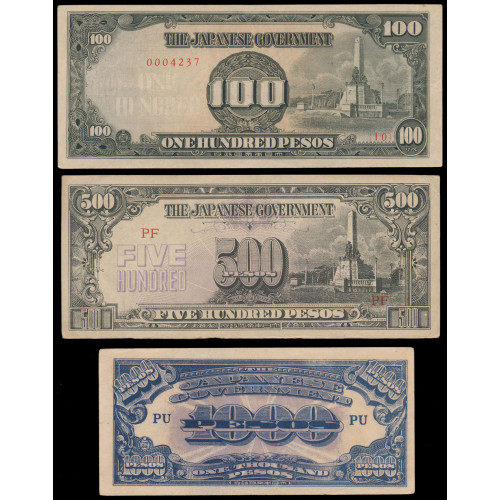 Philippines, 0,01 - 1000 Pesos 1942-45, 10 notes set