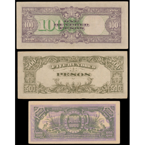 Philippines, 0,01 - 1000 Pesos 1942-45, 10 notes set