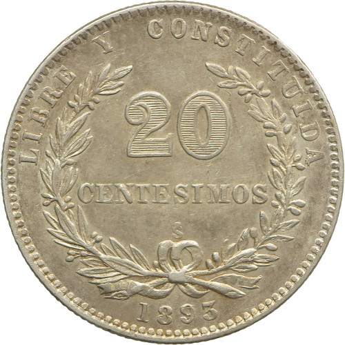 Uruguay, 20 Centesimos 1893/73 So