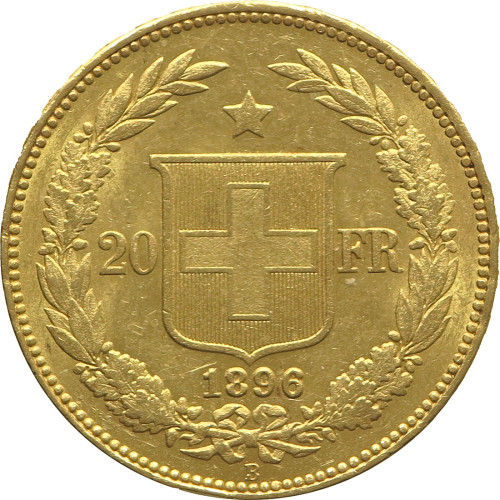 Switzerland, 20 Francs 1896 B