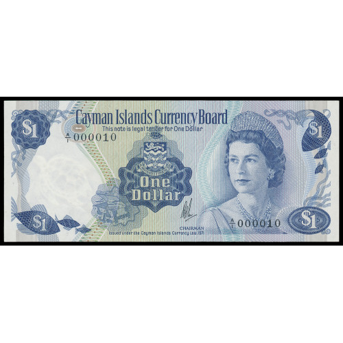 Cayman Islands, 1-25 Dollars 1971, A/1 000010 (Low number set)