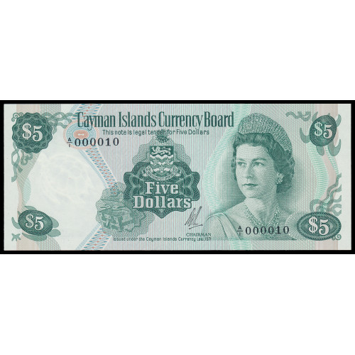 Cayman Islands, 1-25 Dollars 1971, A/1 000010 (Low number set)