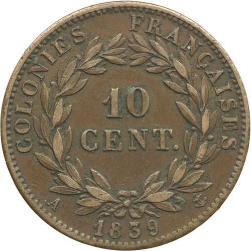 French Colonies, 10 Centimes 1839 A