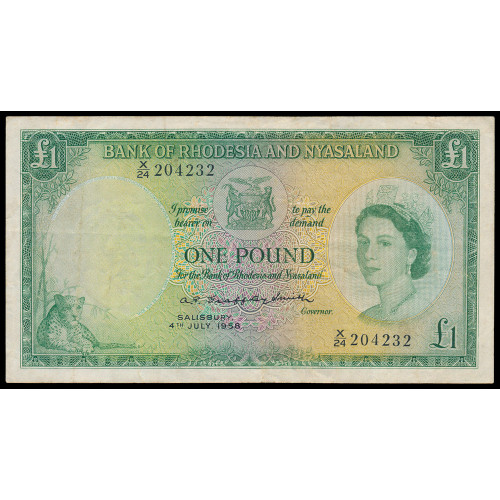 Rhodesia & Nyasaland, 1 Pound 04.07.1958, X/24 204232