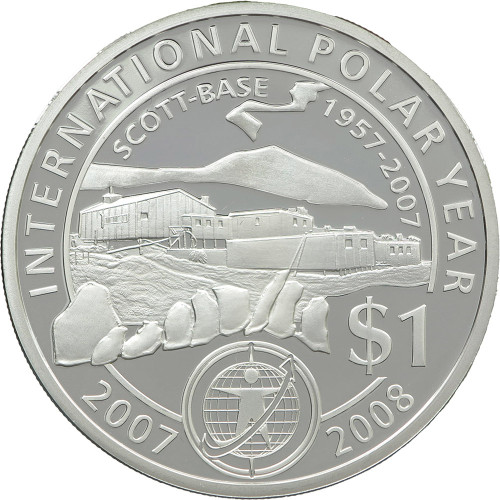 New Zealand, 1 Dollar 2007, Scott Base, Antarctica and International Polar Year