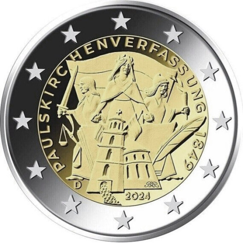 Germany, 2 Euro 2024, 175 years of the German Constitution (J) Germany, 2 Euro 2024, 175 years of the German Constitution (J)