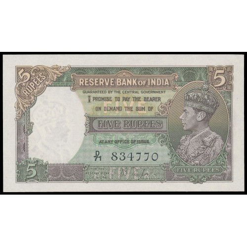 India, 5 Rupees 1937, D/71 834770