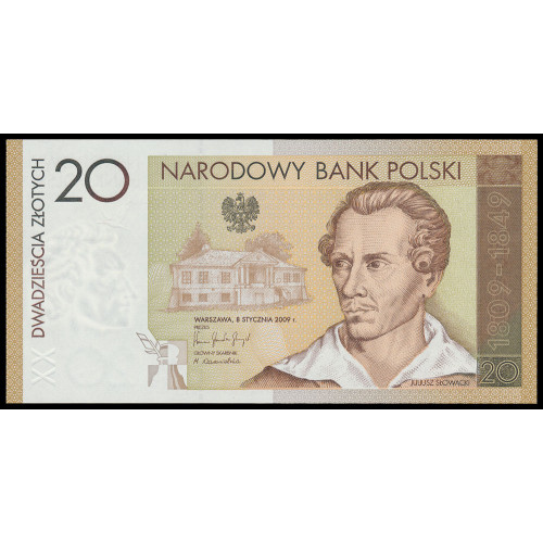 Poland, 20 Zlotych 2009, Juliusz Slowacki (in folder)