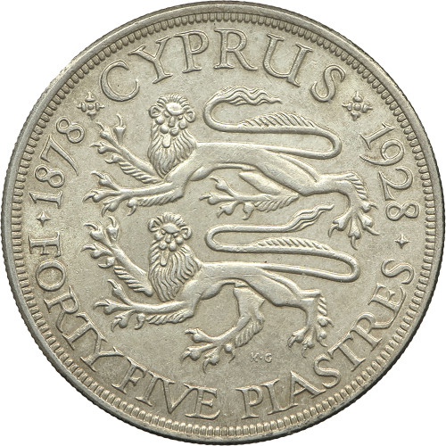 Cyprus, 45 Piastres 1928