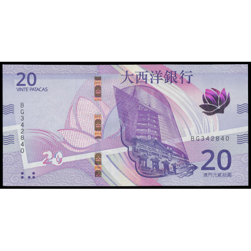 Macau - Banco Nacional Ultramarino, 20 Patacas 2020