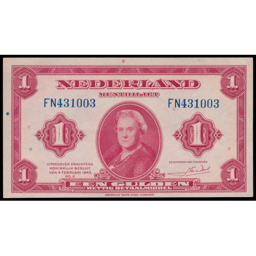 Netherlands, 1 Gulden 1943, FN 431003