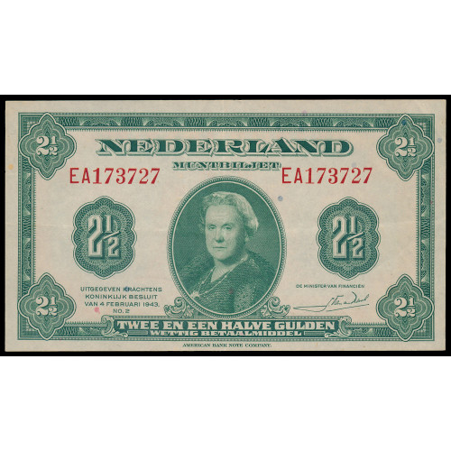 Netherlands, 2,5 Gulden 1943, EA 173727
